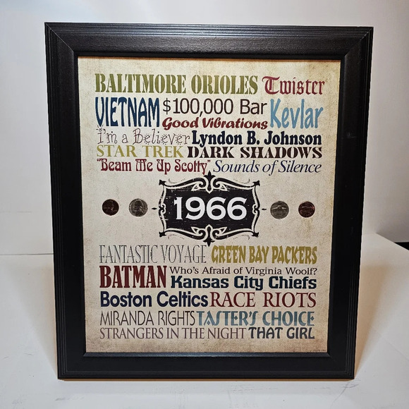 A Year In Time Celebration Wall Frame Collection 1966 With COA 14" × 16" - Picture 1 of 9